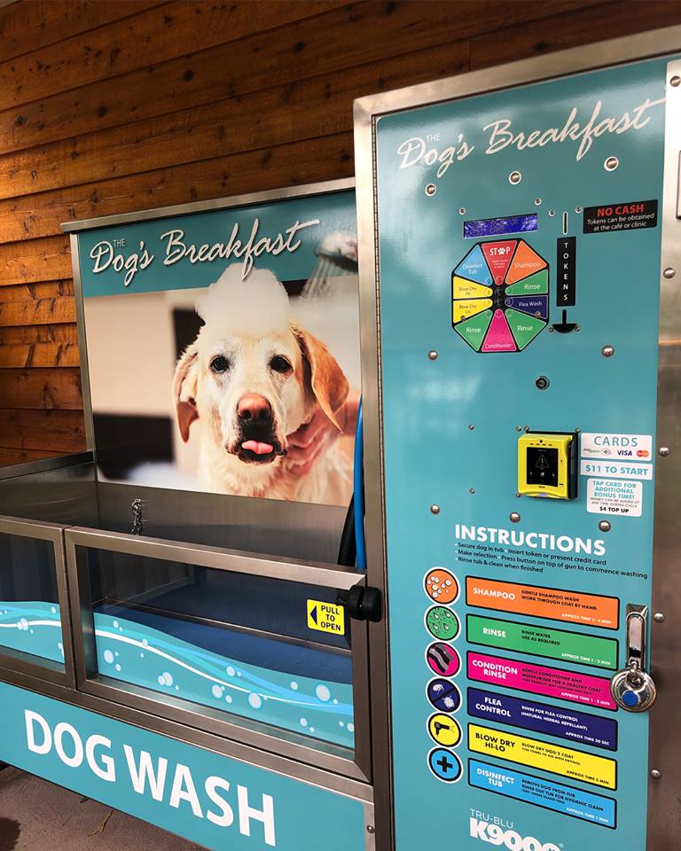 K9000 dog wash machine with custom branding for Dog's Breakfast